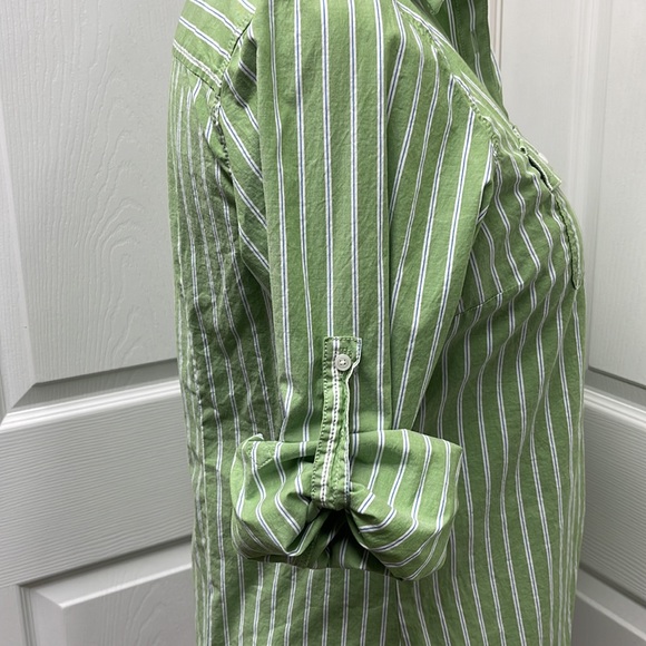 L.L. Bean Striped Cotton Roll-Tab Shirt Large - Picture 7 of 12